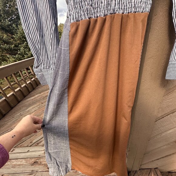 EUC Zara Mixed Media Prairie Core Midi-Dress - Picture 6 of 8